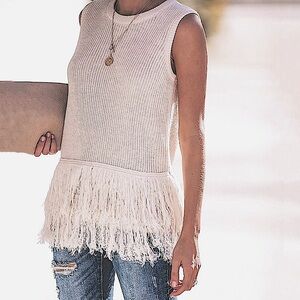 Crochet Fringe Boho High Neck Croptop, Size:Small 🌞🌙